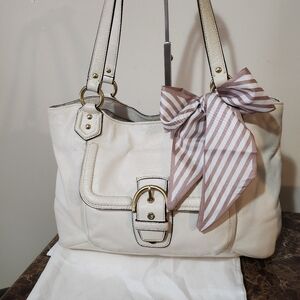 Coach Soho Cream Leather Satchel Bag with Bow Accent GUC